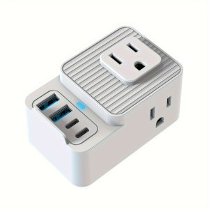 Portable 7-in-1 Multi-Plug Outlet Extender With 3 Wide AC Outlets, 2 USB-A Ports And 2 USB-C Ports, Compact Charging Station For Home, Dorm, Office And Travel