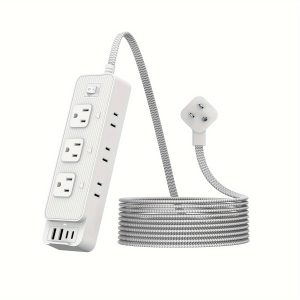 Surge Protector Flat Plug Power Strip, With 6 AC Outlets And 4 USB Charging Ports (2 USB A & 2 USB C ), 5 Ft Flat Thin Durable Braided Extension Cord, Fire-Resistant Compact Design Desk Charging Station Wall Mount For Home, School, Dorm, Office, Travel