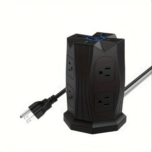 Multi-Outlet Power Strip with USB, Surge Protection, Switch, 4 USB Ports, 85V-265V Voltage, US Plug, Cuboid Shape, for Home & Office Use